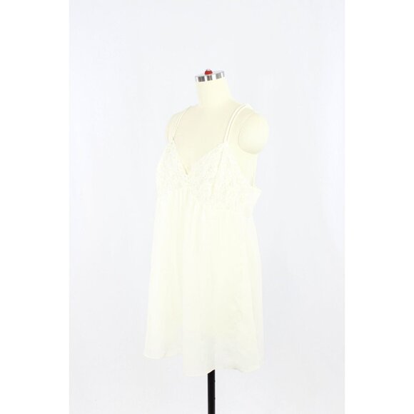 Vintage SECRET TREASURES Ivory Pearl Lace Chiffon Babydoll Slip Dress, Size L - Picture 4 of 13